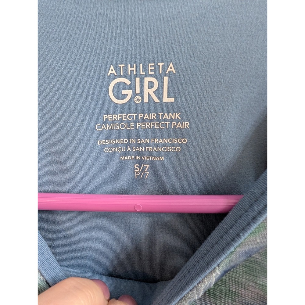 Athleta Girl Perfect Pair Tank Kids Blue Tie Dye 2-in-1 Top -‎ Size S/7 - Picture 5 of 5